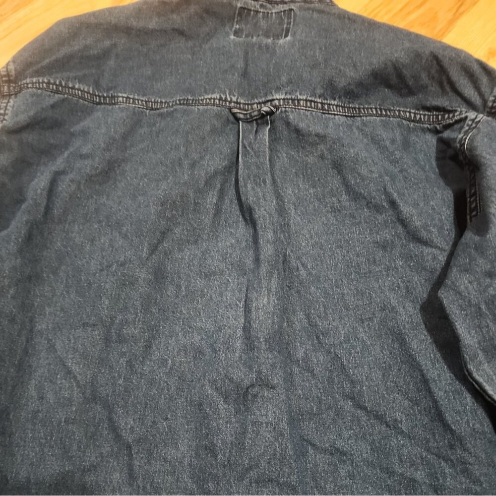 Vintage 90’s Solution Christmas Cat Embroidered Denim Shirt Womens med festive - Picture 13 of 13